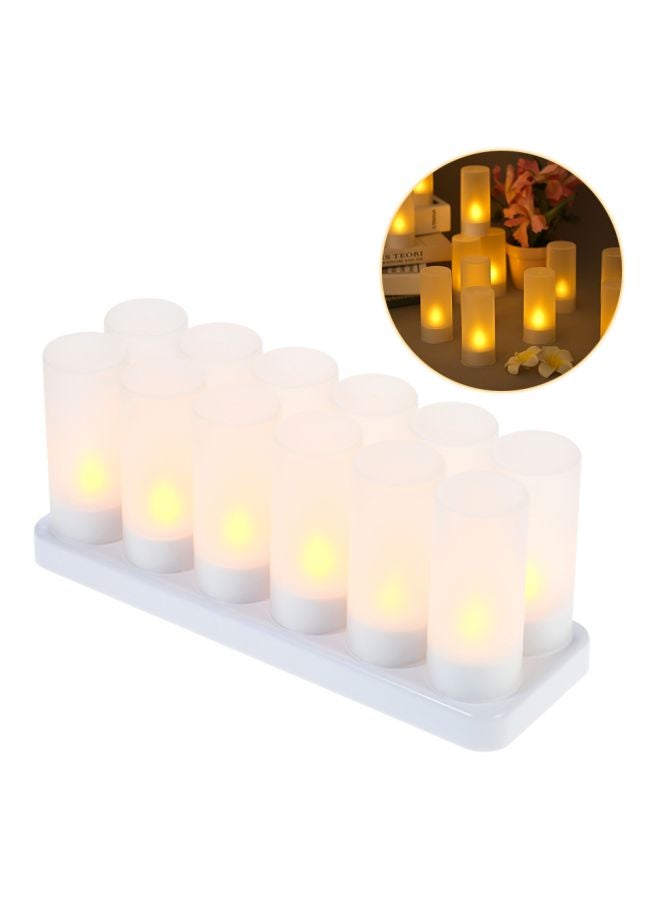 12-Piece LED Rechargeable Candle Lights White 20cm - Image 3