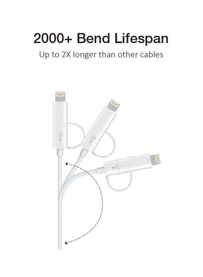 LINKCOMN - USB To Micro USB Data Cable With Lightning Connector White - Image 1