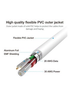 LINKCOMN USB To Micro USB Data Cable With Lightning Connector White  - Image 3