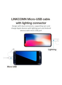 LINKCOMN USB To Micro USB Data Cable With Lightning Connector White  - Image 5