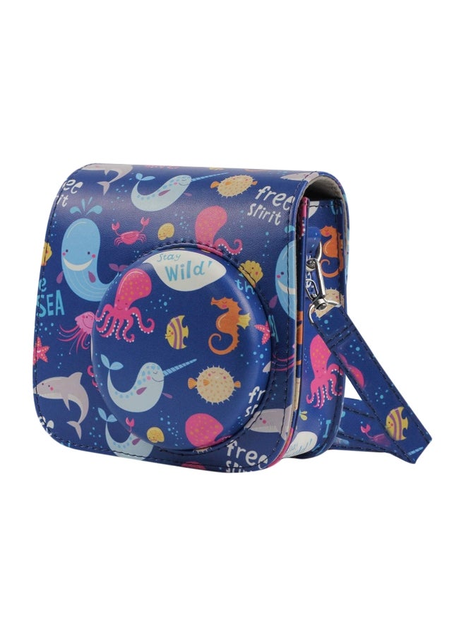 CAIUL Ocean Design Leather Camera Case Blue/Pink/Grey - Image 1