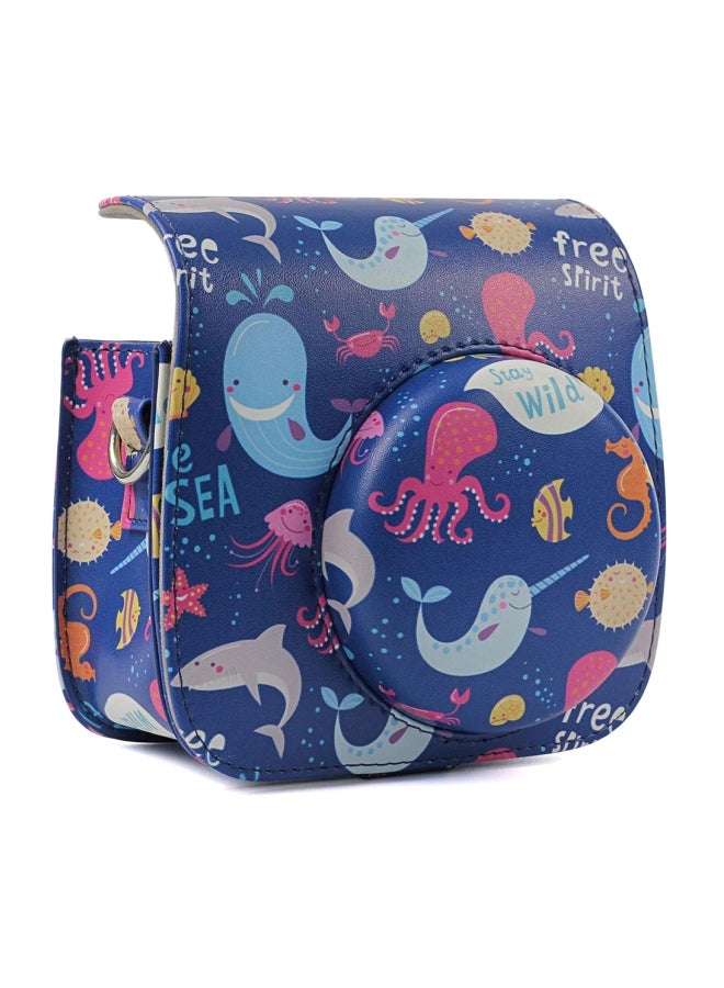 CAIUL Ocean Design Leather Camera Case Blue/Pink/Grey - Image 3