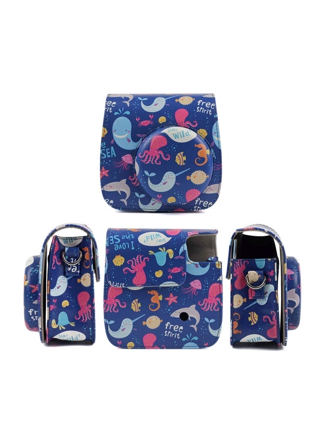 CAIUL Ocean Design Leather Camera Case Blue/Pink/Grey - Image 4