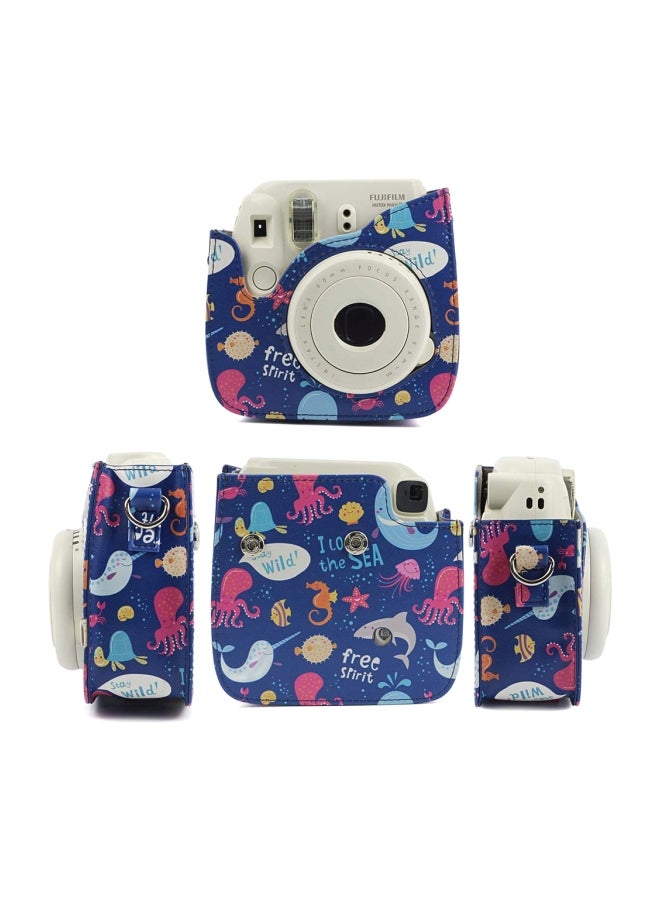 CAIUL Ocean Design Leather Camera Case Blue/Pink/Grey - Image 5