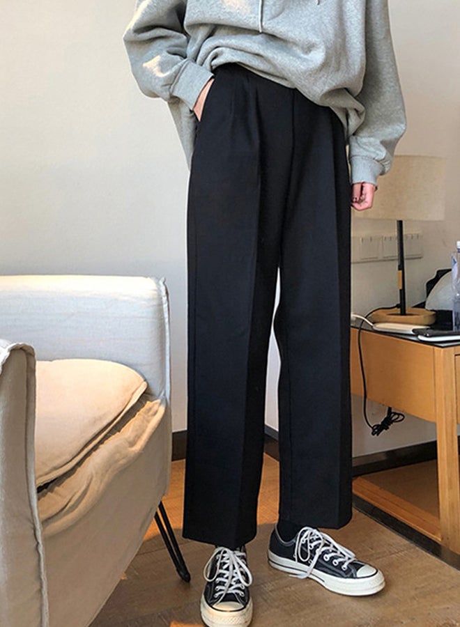 Wide Leg Pants Solid Fashion Loose Pants Black - Image 3