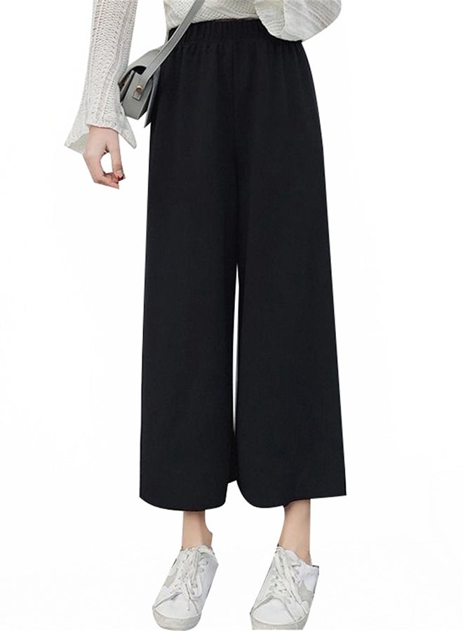 Wide Leg Pants Solid High Waist Loose Pants Black  - Image 1