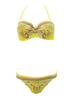 Bikini Set Ethnic Style Block Fashion Swimsuit Yellow