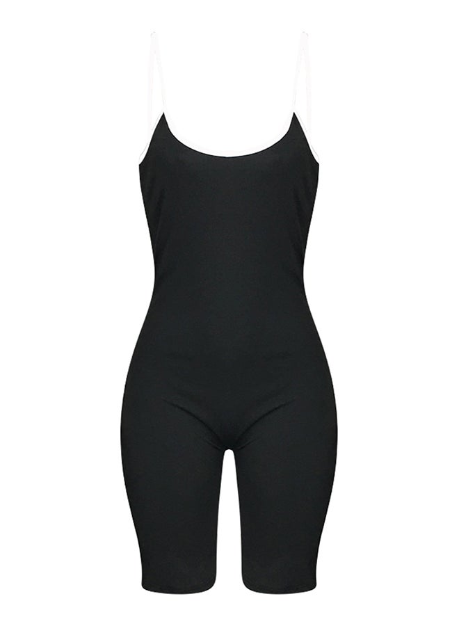 Fashion Casual Striped Slip Playsuit Black - Image 3