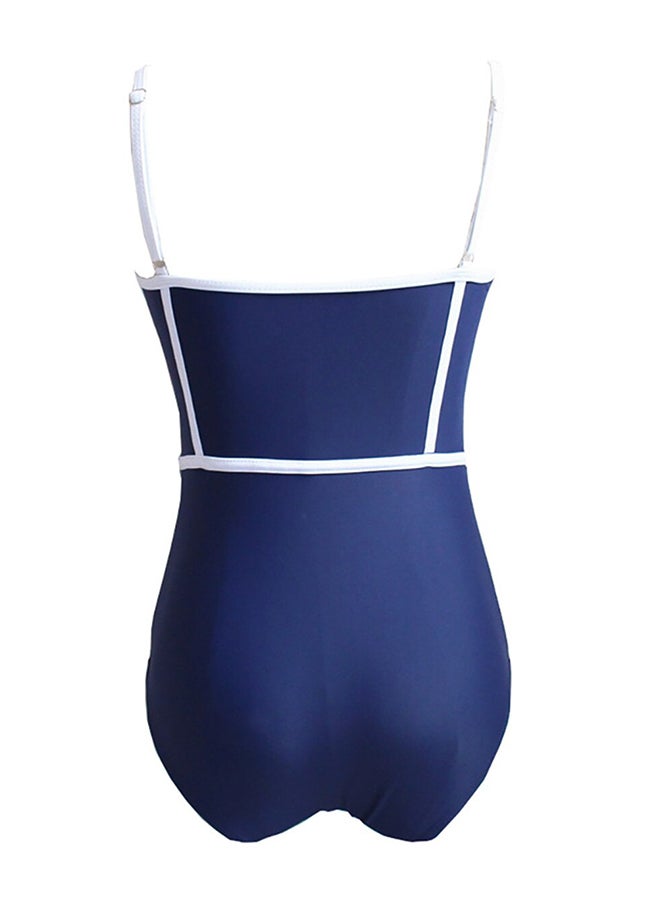 Brief Block Spaghetti Straps One Piece Tankini Sapphire Blue  - Image 3