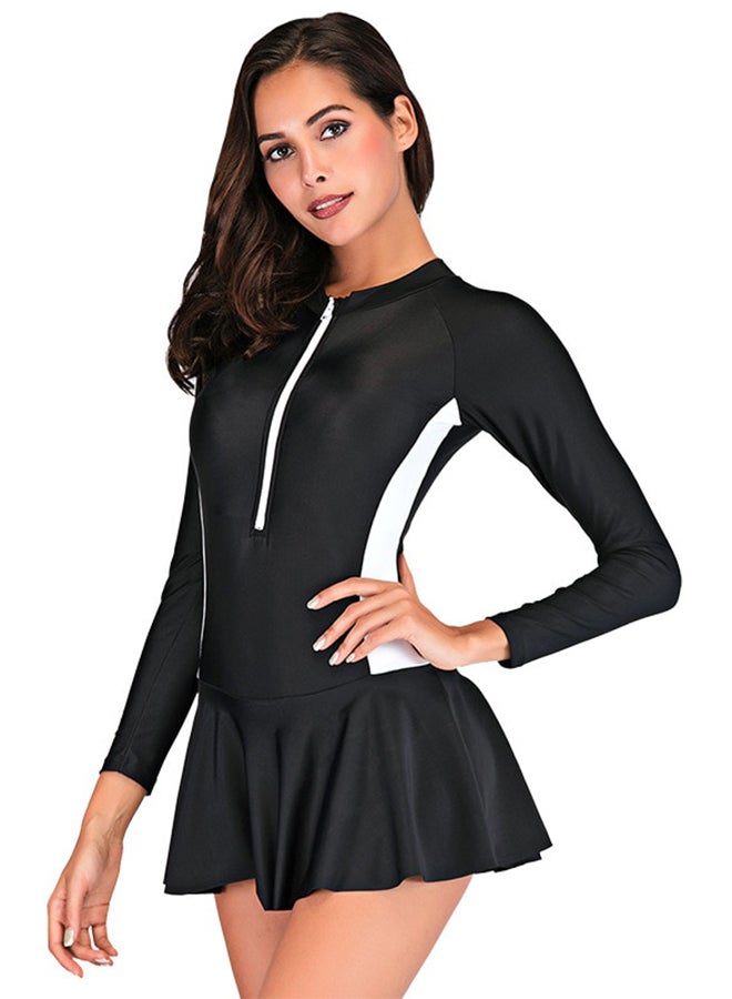 Generic - One Piece with Chest Pad Long-sleeved Quick-drying Swimwear Black - Image 1