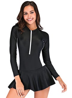 One Piece with Chest Pad Long-sleeved Quick-drying Swimwear Black