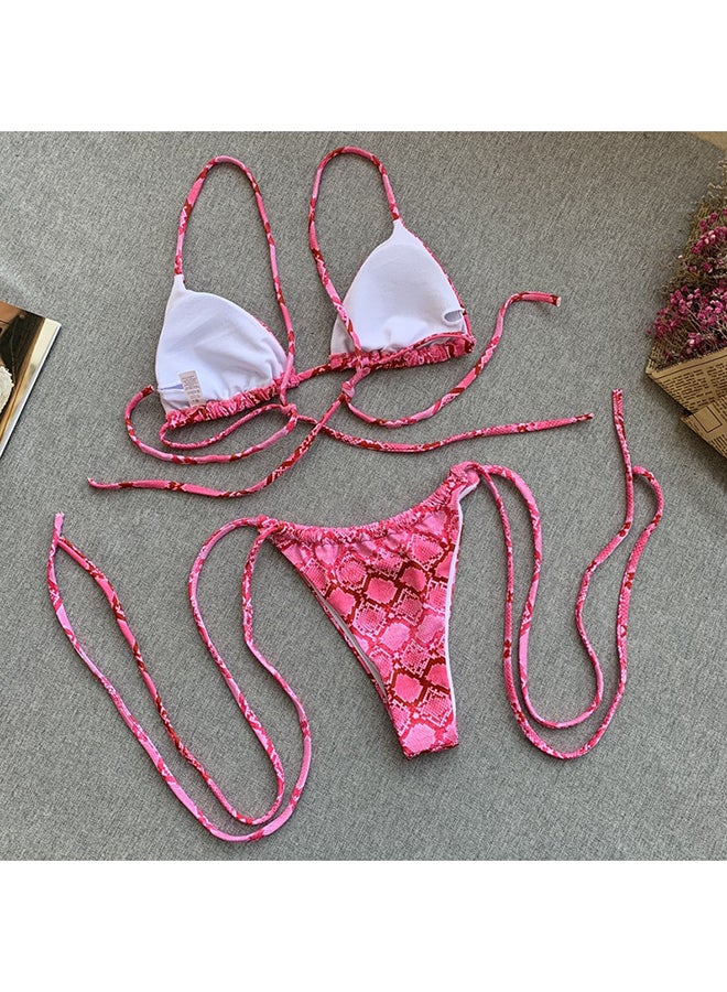 2-Piece Snake Print Bikini Set Pink - Image 3