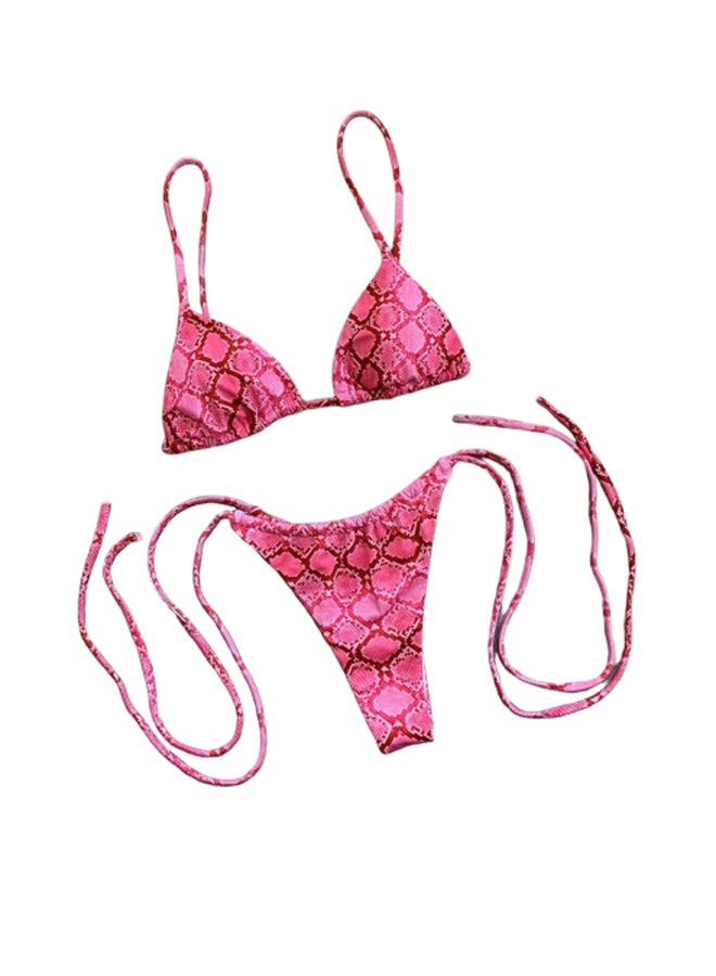 2-Piece Snake Print Bikini Set Pink - Image 1