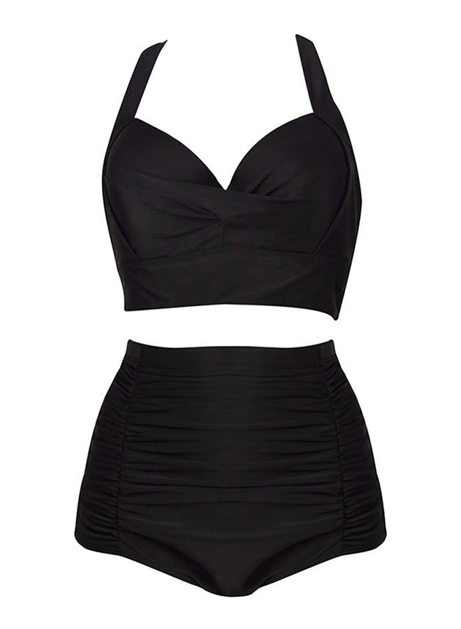 Generic High Waist Crossover Straps Tankini Set Black  - Image 1