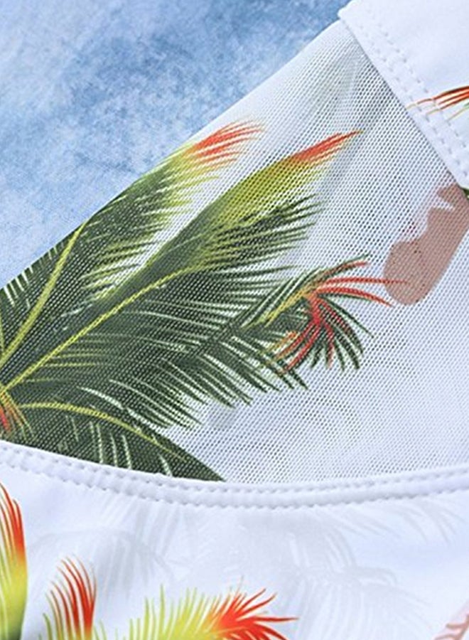 Tree Pattern Back Hollow Out Spaghetti Straps One Piece Tankini Multicolor - Image 3