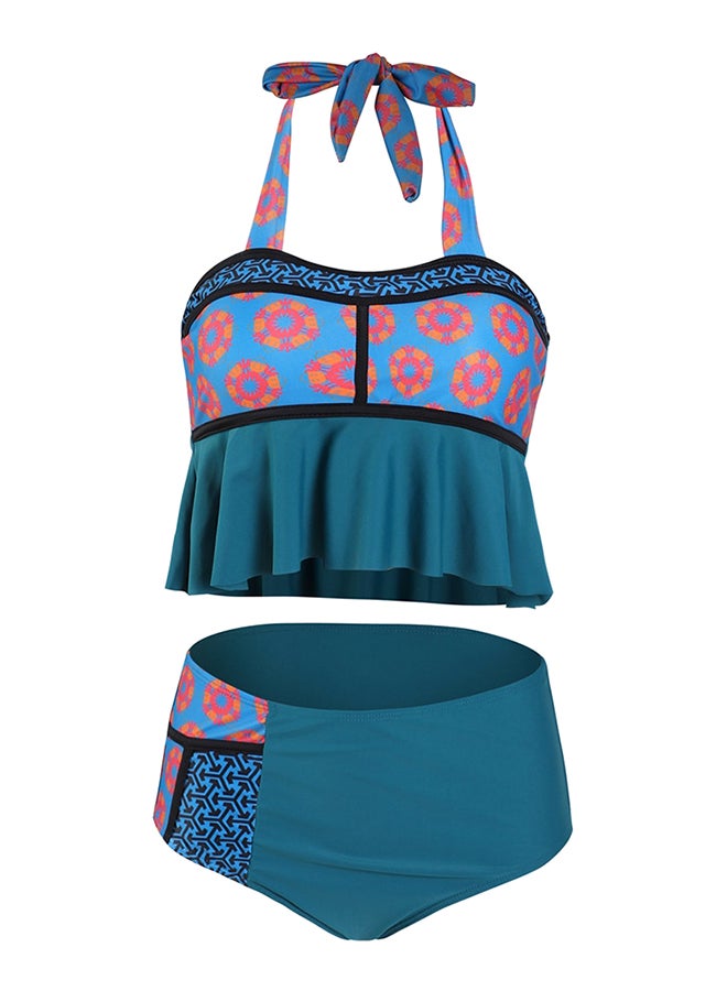 2-Piece Swimsuits Halterneck Floral Pattern Bikini Set Multicolor - Image 1