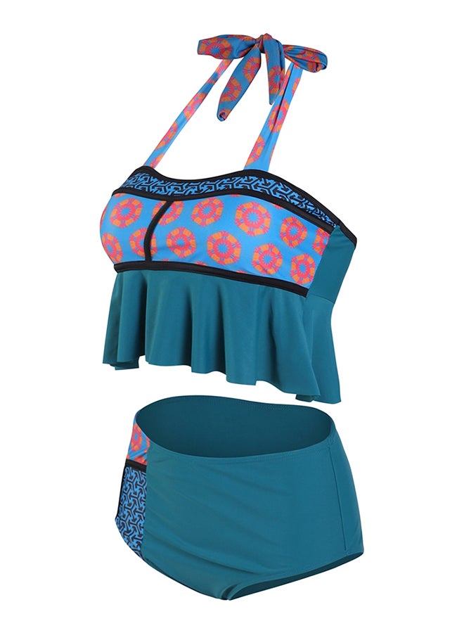 2-Piece Swimsuits Halterneck Floral Pattern Bikini Set Multicolor - Image 2