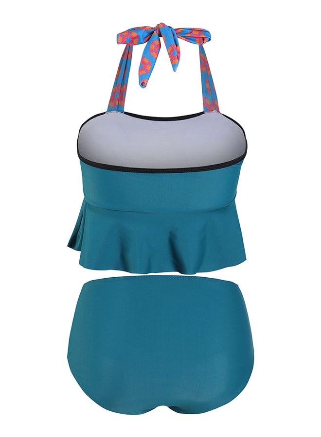 2-Piece Swimsuits Halterneck Floral Pattern Bikini Set Multicolor - Image 3