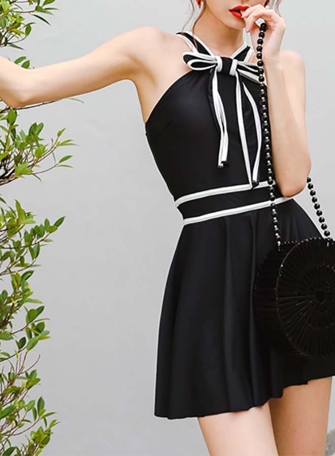 Boxers High Waist Outdoor Beach Swimwear Dress Black - Image 4
