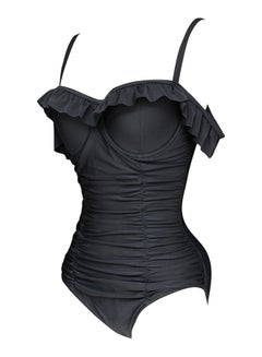 One Piece Ruffle Swimsuit Black