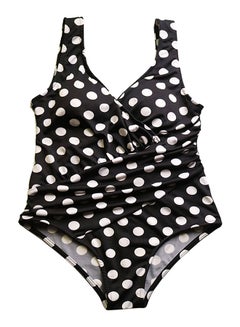 Swimsuit Polka Dot Pattern V Neck Backless Beachwear Multicolor