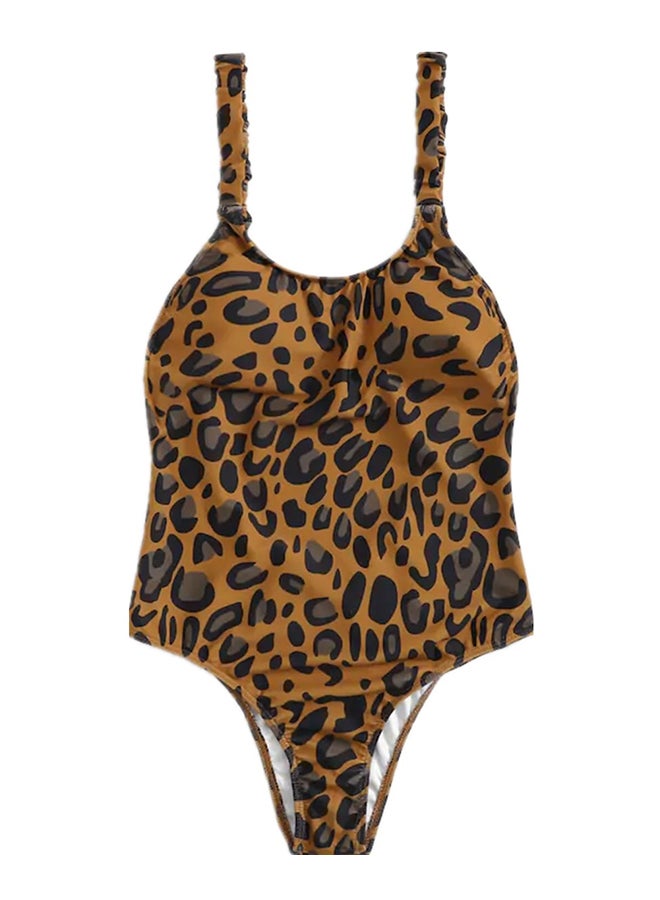 One Piece Bikini Leopard Print Elastic Breathable Swimwear Multicolor - Image 2