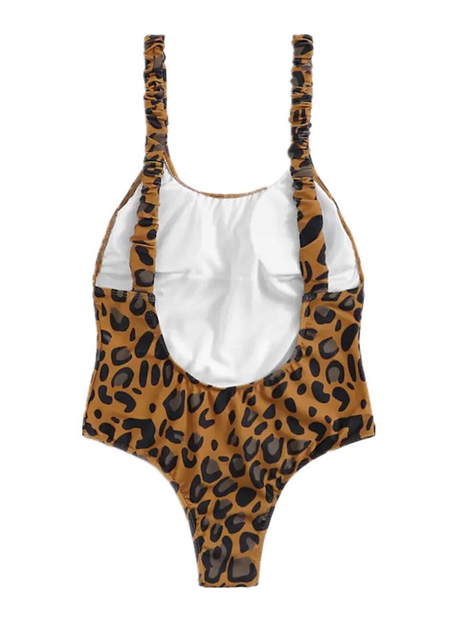 One Piece Bikini Leopard Print Elastic Breathable Swimwear Multicolor - Image 3
