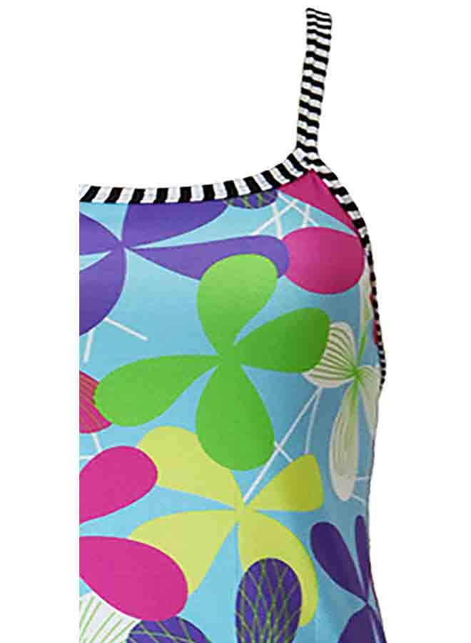 Sweet Floral Back Hollow Tankini Swimsuit Multicolor - Image 3