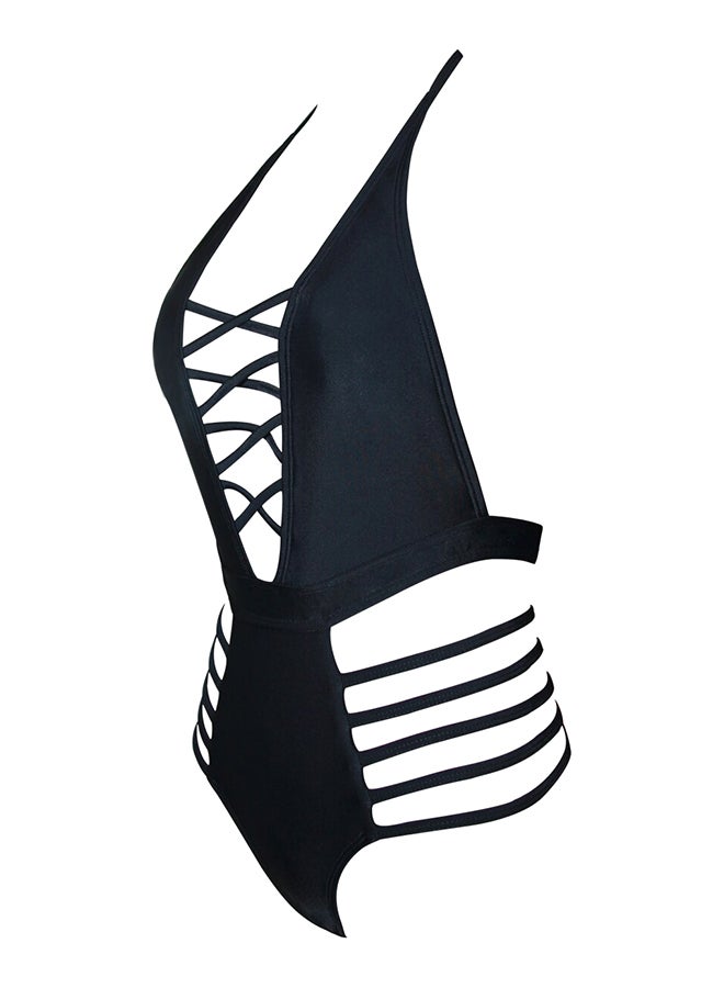 Topmelon Swimsuit Neck Bandage Hollow Out Dress Beachwear Black  - Image 2