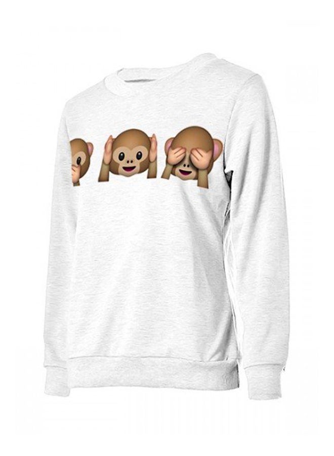 Emoji Print Pullover White