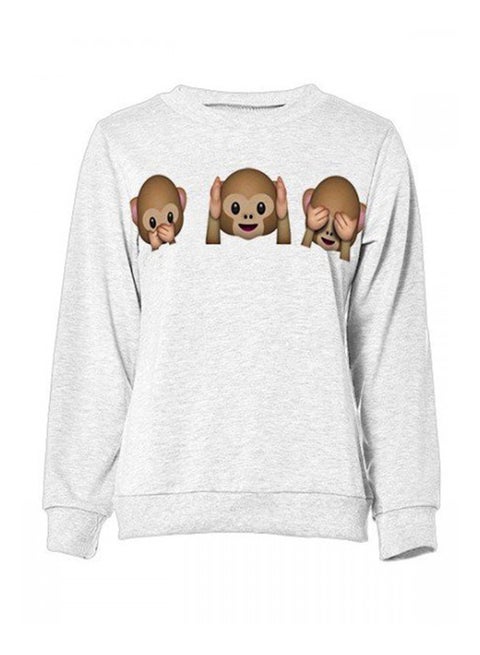 Emoji Print Pullover White