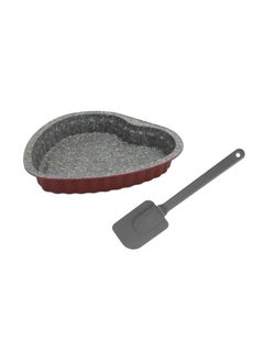 Tognana 2-Piece Heart Shape Baking Mould With Spatula Maroon/Grey 24x4.5cm 