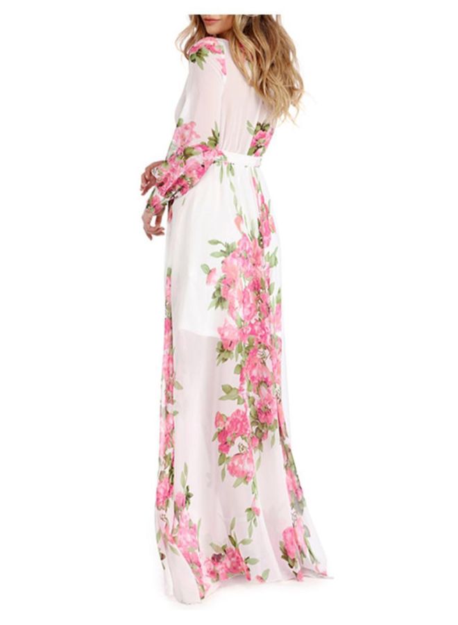 Generic - Casual A Line Long Sleeve Maxi Dress White - Image 1