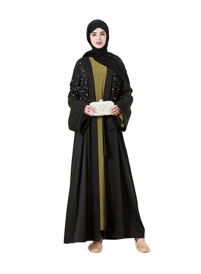 Long Sleeve Loose Wide Cardigan Robe Abaya Black  - Image 1