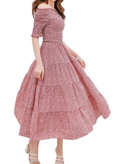 A Line Off Shoulder Maxi Dress Red