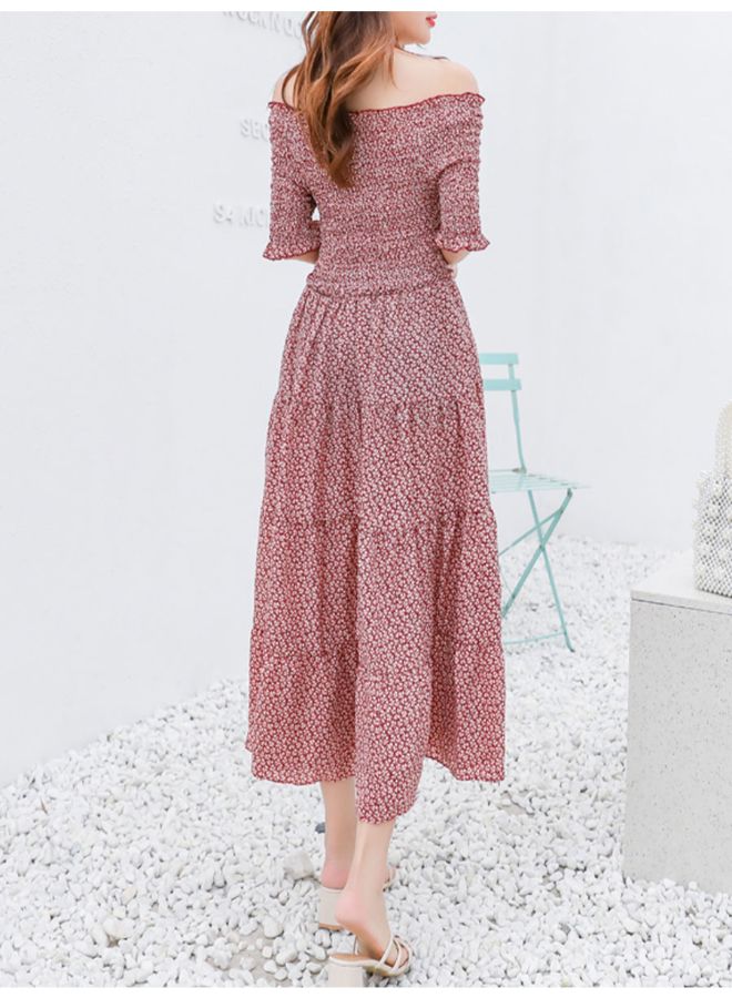 Generic - A Line Off Shoulder Maxi Dress Red - Image 1