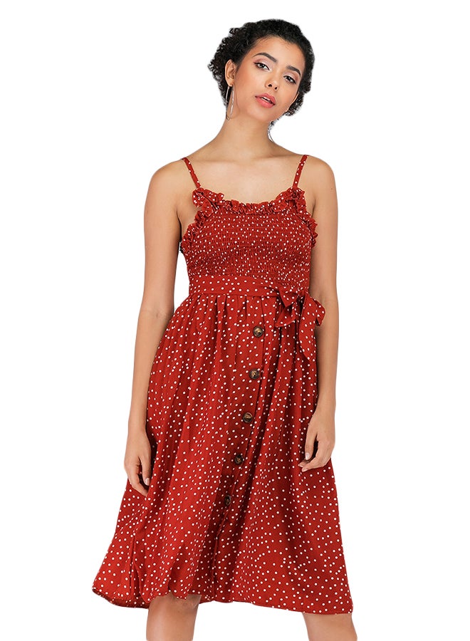 Polka Dot Pattern Sleeveless Mini Dress Red/White  - Image 1