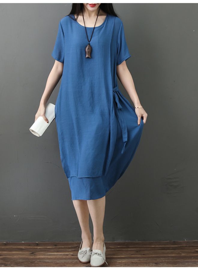 فستان عصري بتصميم كلاسيك أزرق - Image 2