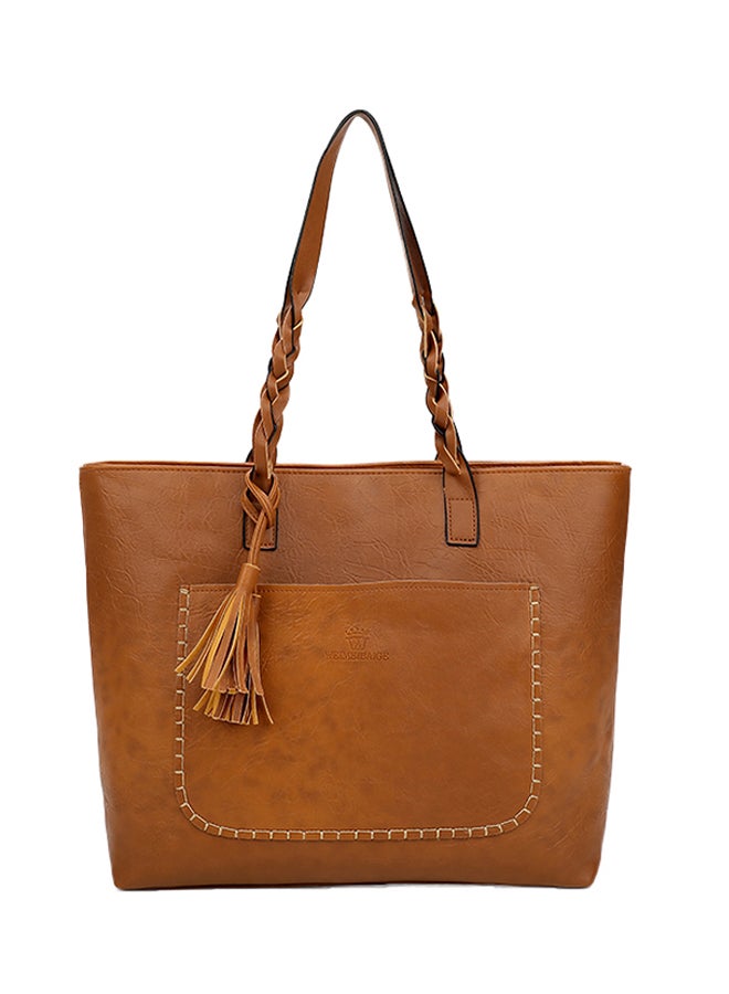 Generic - Tassel Zipper Closure Tote Bag Brown - Image 1