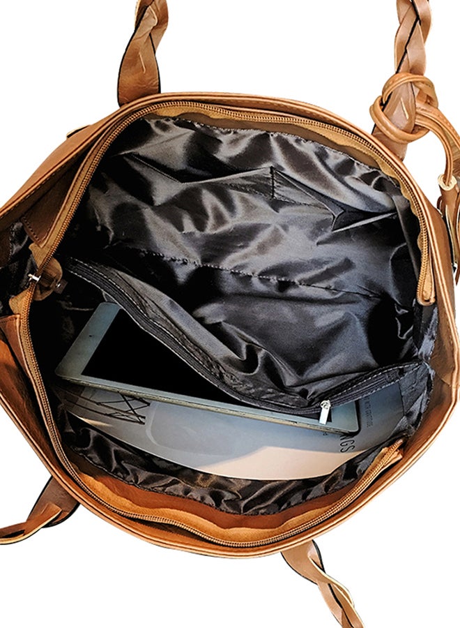Generic - Tassel Zipper Closure Tote Bag Brown - Image 1