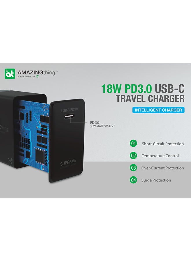 AMAZINGthing - Supreme Charger 18W PD Adapter With Lightning To USB-C Cable Combo Black - Image 1