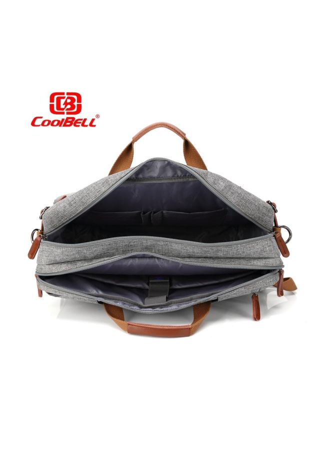 Leather Bag For Laptop 15.6-Inch Grey  - Image 5