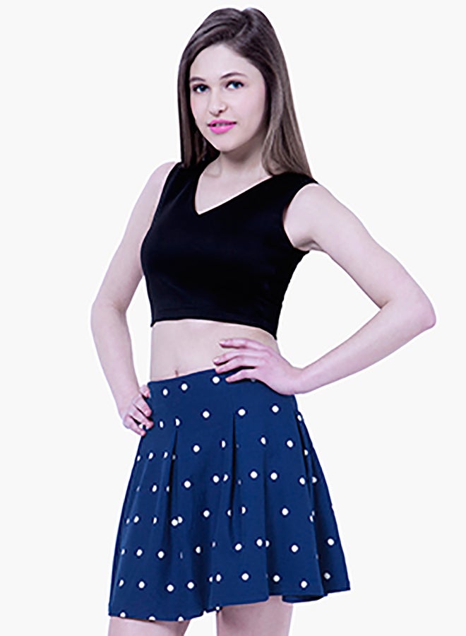 فابالي تنورة قصيرة مزينة بطبعة منقطة أزرق - Image 1