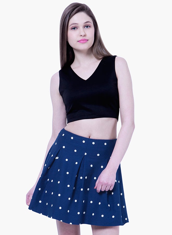 فابالي تنورة قصيرة مزينة بطبعة منقطة أزرق - Image 3