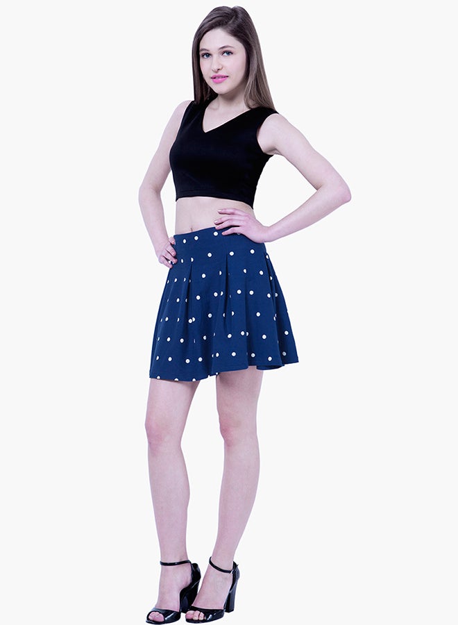 فابالي تنورة قصيرة مزينة بطبعة منقطة أزرق - Image 4