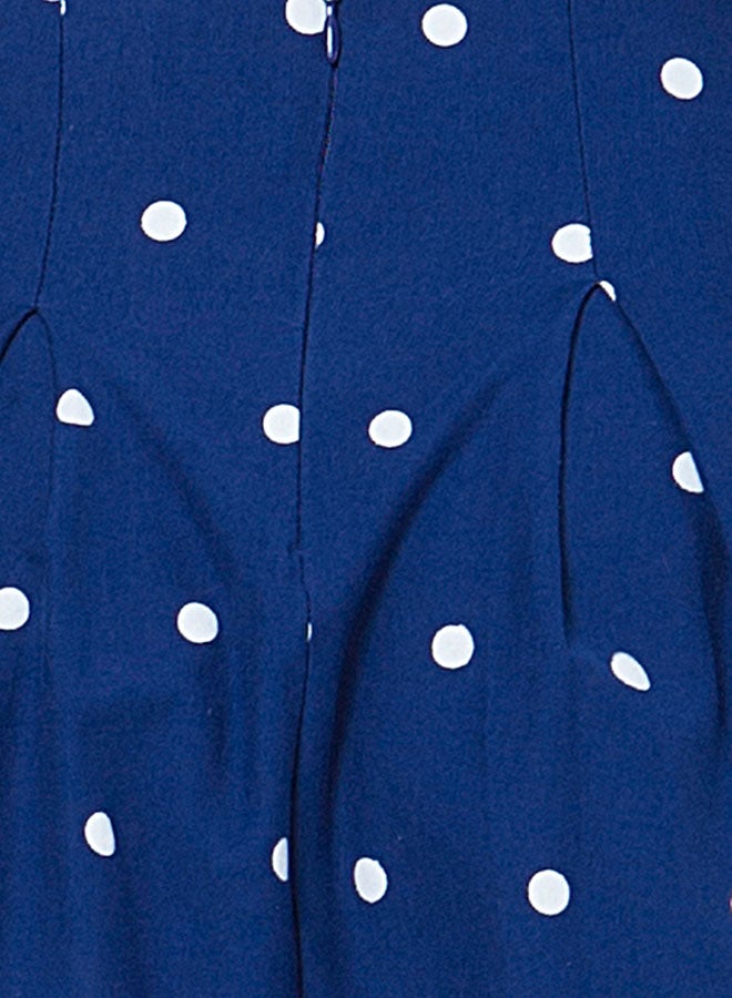 فابالي تنورة قصيرة مزينة بطبعة منقطة أزرق - Image 5