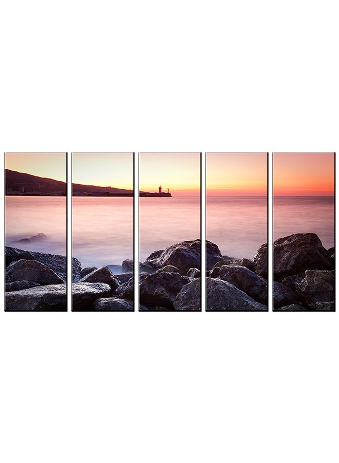The Hotel Art 5-Piece Framed Canvas Wall Art Painting Multicolour 63x32inch  - Image 1