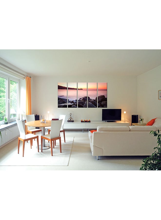 The Hotel Art 5-Piece Framed Canvas Wall Art Painting Multicolour 63x32inch  - Image 3