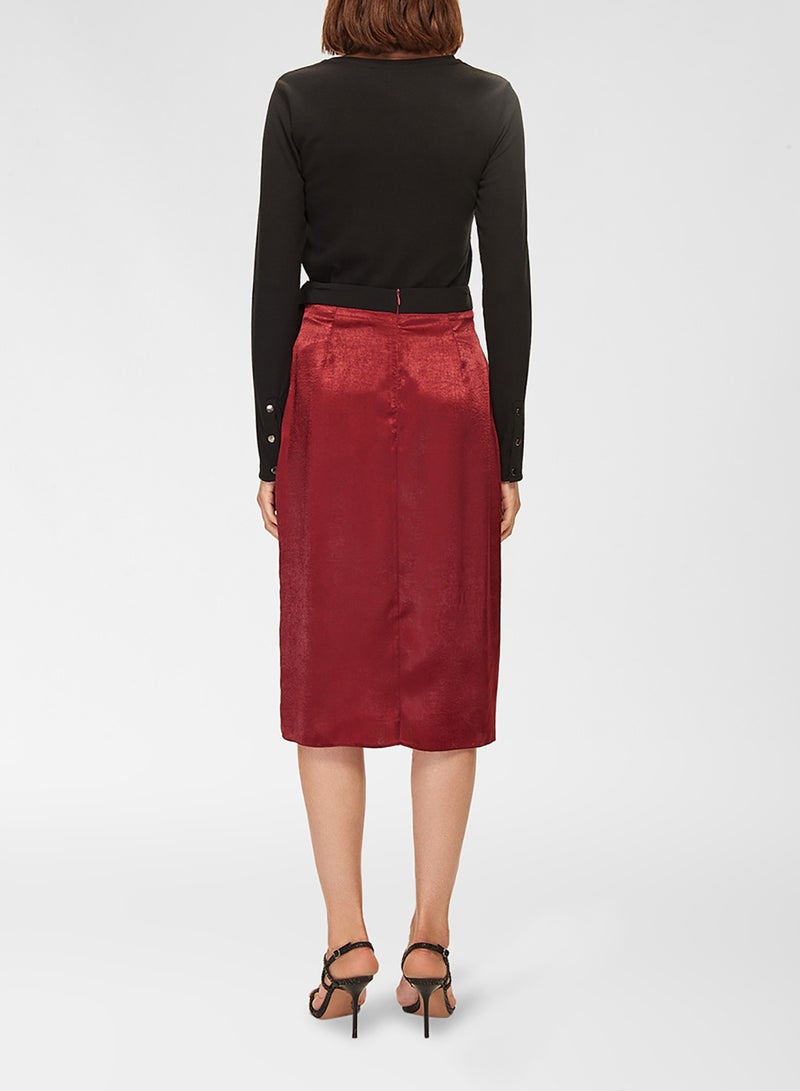trendyol - Belted Contrast Trim Skirt Red - Image 1