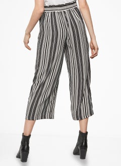 NEW LOOK Mid-Rise Striped Belted Culottes Black/White  - Image 2